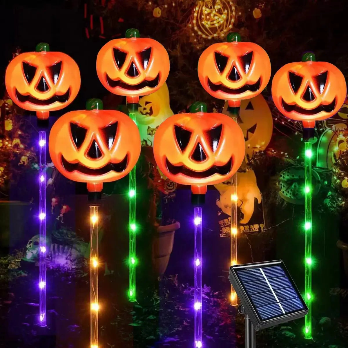 Solar Powered Pumpkin Design Garden Light, Outdoor Decorative Light, Halloween Decoration Light for Garden Patio Yard Lawn, Ornaments