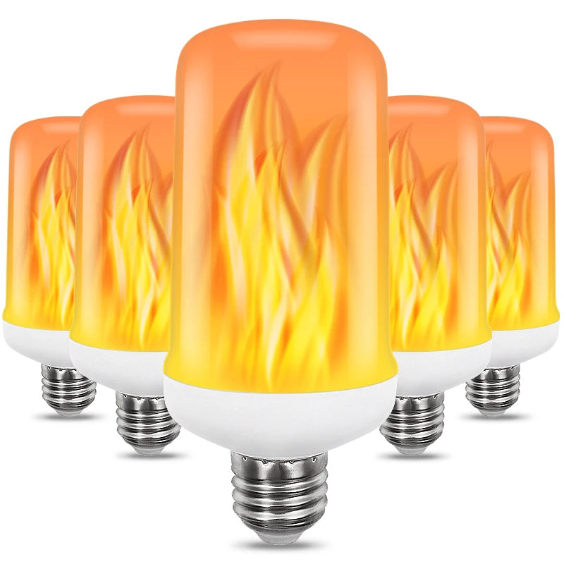 LED Dynamic Flame Effect Light Bulb 12W Multiple Mode Creative Corn Lamp Decorative Lights for Bar Hotel Restaurant Party E27
