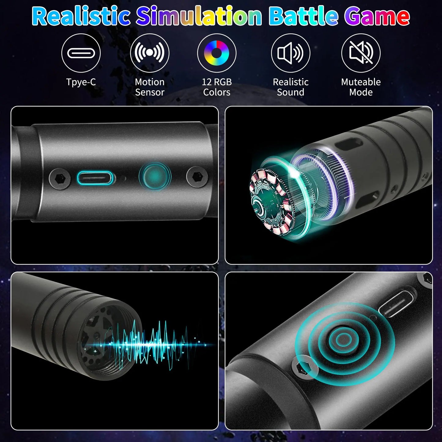 Light Saber, USB Rechargeable Light Saber with 15 Light Colors, Suitable for Cosplay and Surprise Gift for Halloween and Christmas, Light up Saber