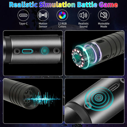 Light Saber, USB Rechargeable Light Saber with 15 Light Colors, Suitable for Cosplay and Surprise Gift for Halloween and Christmas, Light up Saber