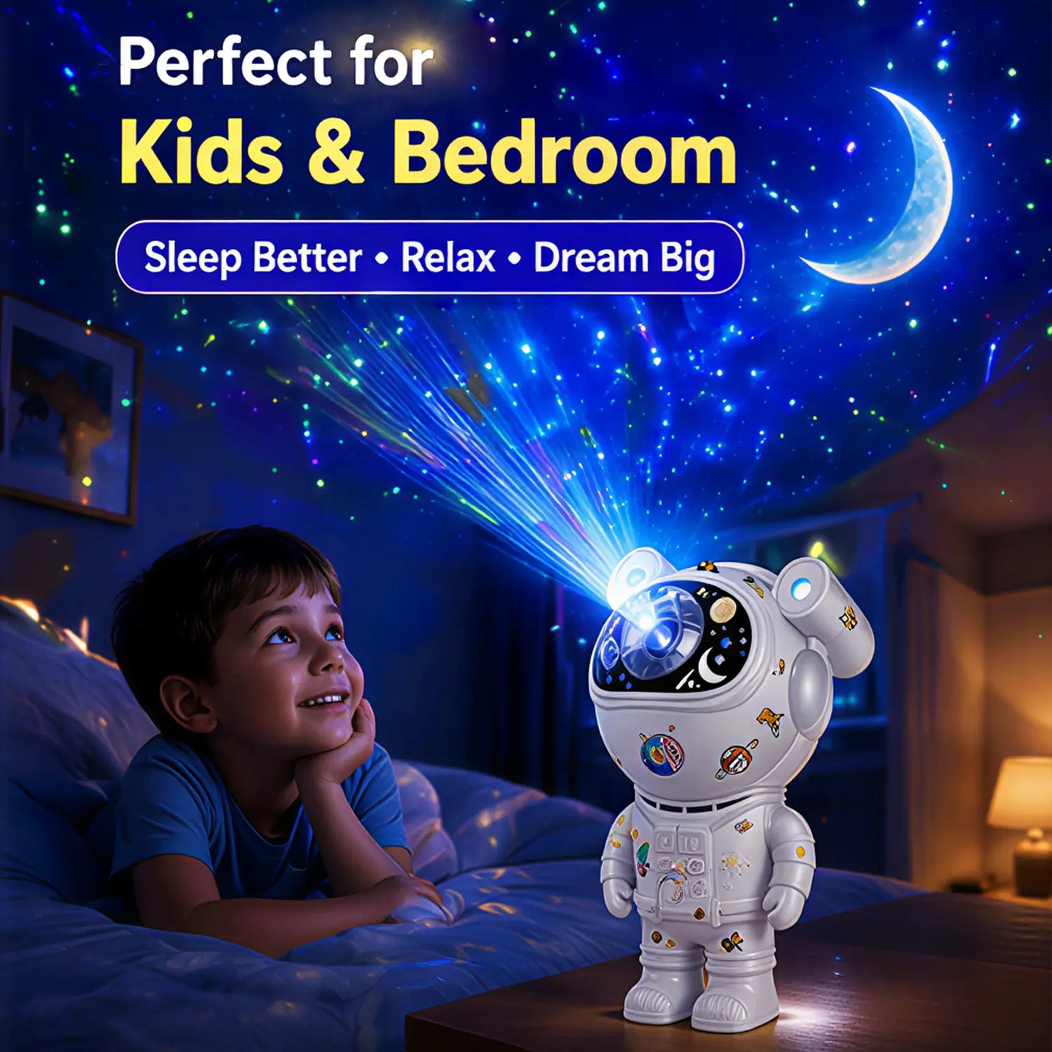 GLOWNEST Astronaut Galaxy Projector Lamp - 8-Mode RGB Lights, Remote Control Ease, Audio Function, Adjustable Space Theme Projection, Indoor Aesthetic Beauty Decor, Ideal for Kids Gifting, Housewarming Sohochic