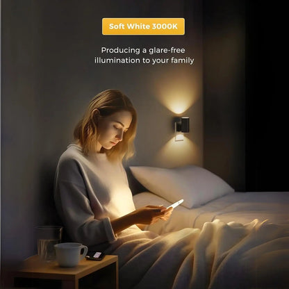 Plug and Play Night Light, 2 Counts Adjustable Brightness Night Light with Light Sensor, Decorative Light for Corridor, Bedroom, Stairway