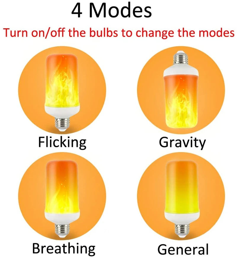 LED Dynamic Flame Effect Light Bulb 12W Multiple Mode Creative Corn Lamp Decorative Lights for Bar Hotel Restaurant Party E27