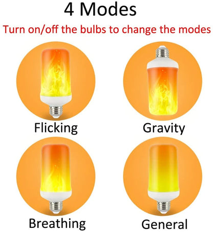 LED Dynamic Flame Effect Light Bulb 12W Multiple Mode Creative Corn Lamp Decorative Lights for Bar Hotel Restaurant Party E27