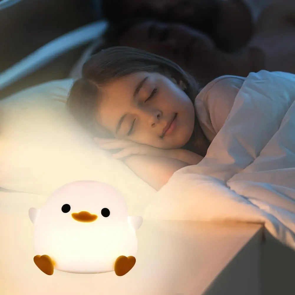 Cute Duck Design Night Light, USB Rechargeable Dimmable Night Light, Decorative Light for Bedroom, Living Room, Lamp, LED Light, Silicone
