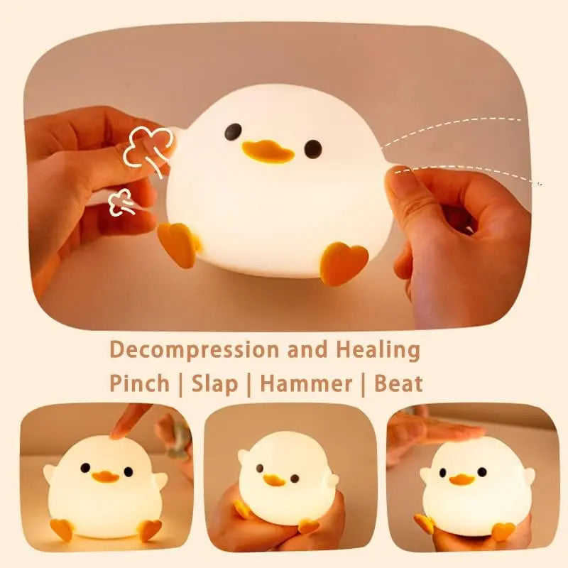 Cute Duck Design Night Light, USB Rechargeable Dimmable Night Light, Decorative Light for Bedroom, Living Room, Lamp, LED Light, Silicone