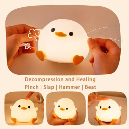 Cute Duck Design Night Light, USB Rechargeable Dimmable Night Light, Decorative Light for Bedroom, Living Room, Lamp, LED Light, Silicone