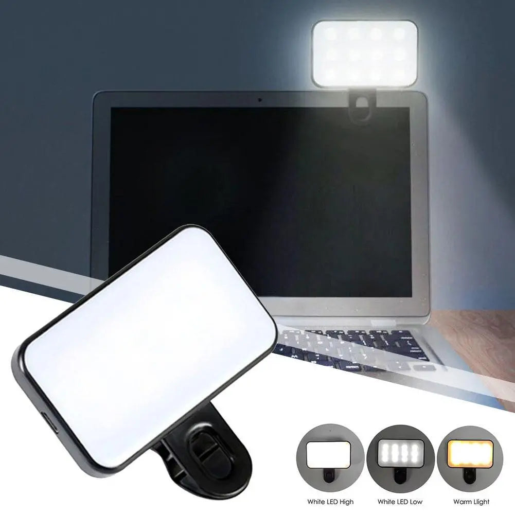 3 Color Temperature Adjustable LED Selfie Light, USB Rechargeable Clip on Phone Computer, Cellphone, Portable Mini Fill Light for Video Conference Vlog Makeup, Selfie Led Lights, Cell Phone Accessories, Led Smartphone Light, Cell Phone Light #GLOBAL PICKS
