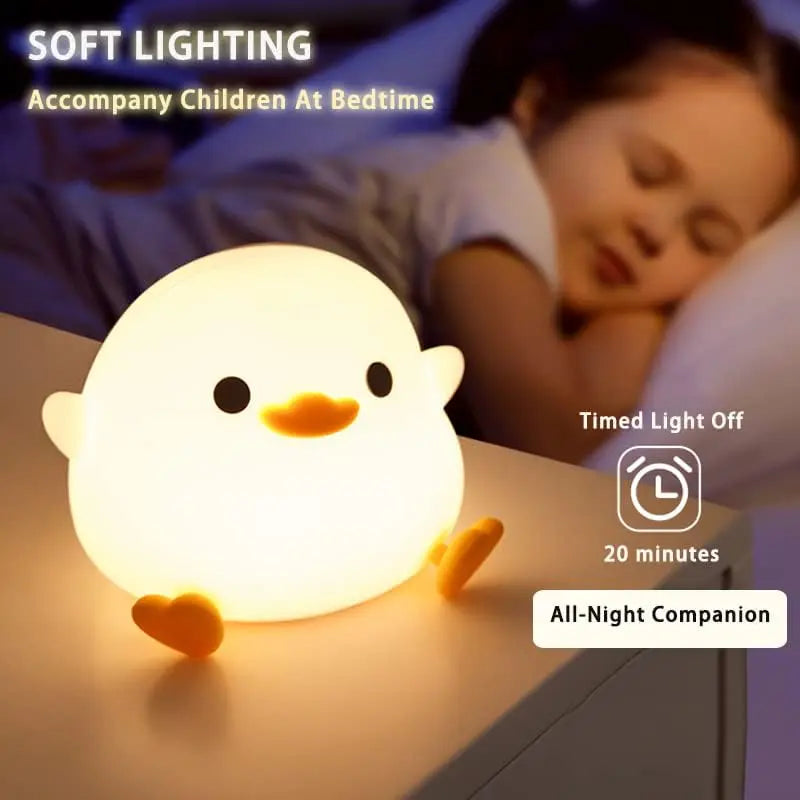 Cute Duck Design Night Light, USB Rechargeable Dimmable Night Light, Decorative Light for Bedroom, Living Room, Lamp, LED Light, Silicone
