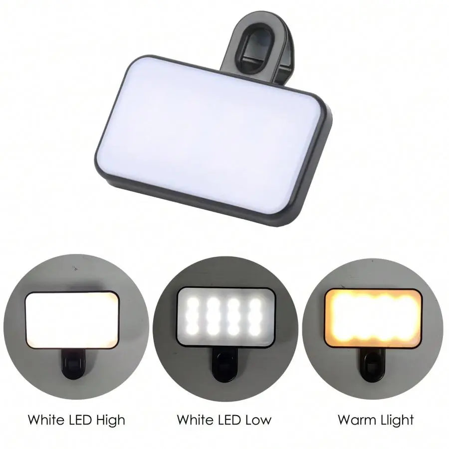 3 Color Temperature Adjustable LED Selfie Light, USB Rechargeable Clip on Phone Computer, Cellphone, Portable Mini Fill Light for Video Conference Vlog Makeup, Selfie Led Lights, Cell Phone Accessories, Led Smartphone Light, Cell Phone Light #GLOBAL PICKS