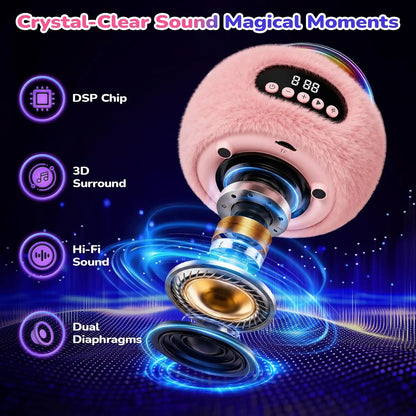 BEBANG Mini Karaokemachine for 3+ to 8–10 Years Old Girls, Portable Bluetooth Speaker with 2 Wireless Microphones, Built-In Lithium Ion Batteries, Multifunction Bluetooth Play, Fashion Toy Gift for Christmas/Birthday