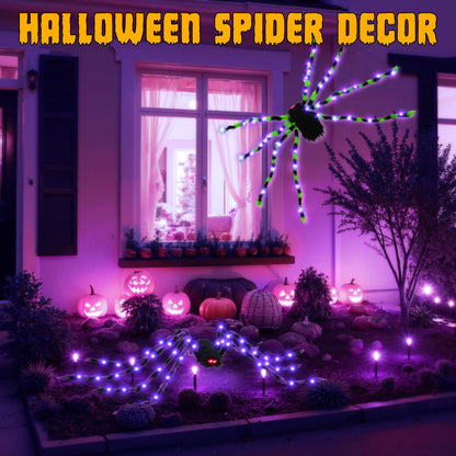 Halloween Decorations Outdoor, 5Ft Giant Spider Light up Spider, 2 Pack Scary Large Halloween Spider Decor for Home Party Favor Yard Decor