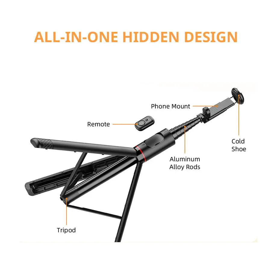 1.83M Selfie Stick Tripod for Vlogging, Aluminum Telescoping Smartphone Holder with Wireless BT Remote Control, Extendable Cellphone Tripod Cold Shoe Accessories, Adjustable Phone Content Creator Tool, Stocking Fillers Gift