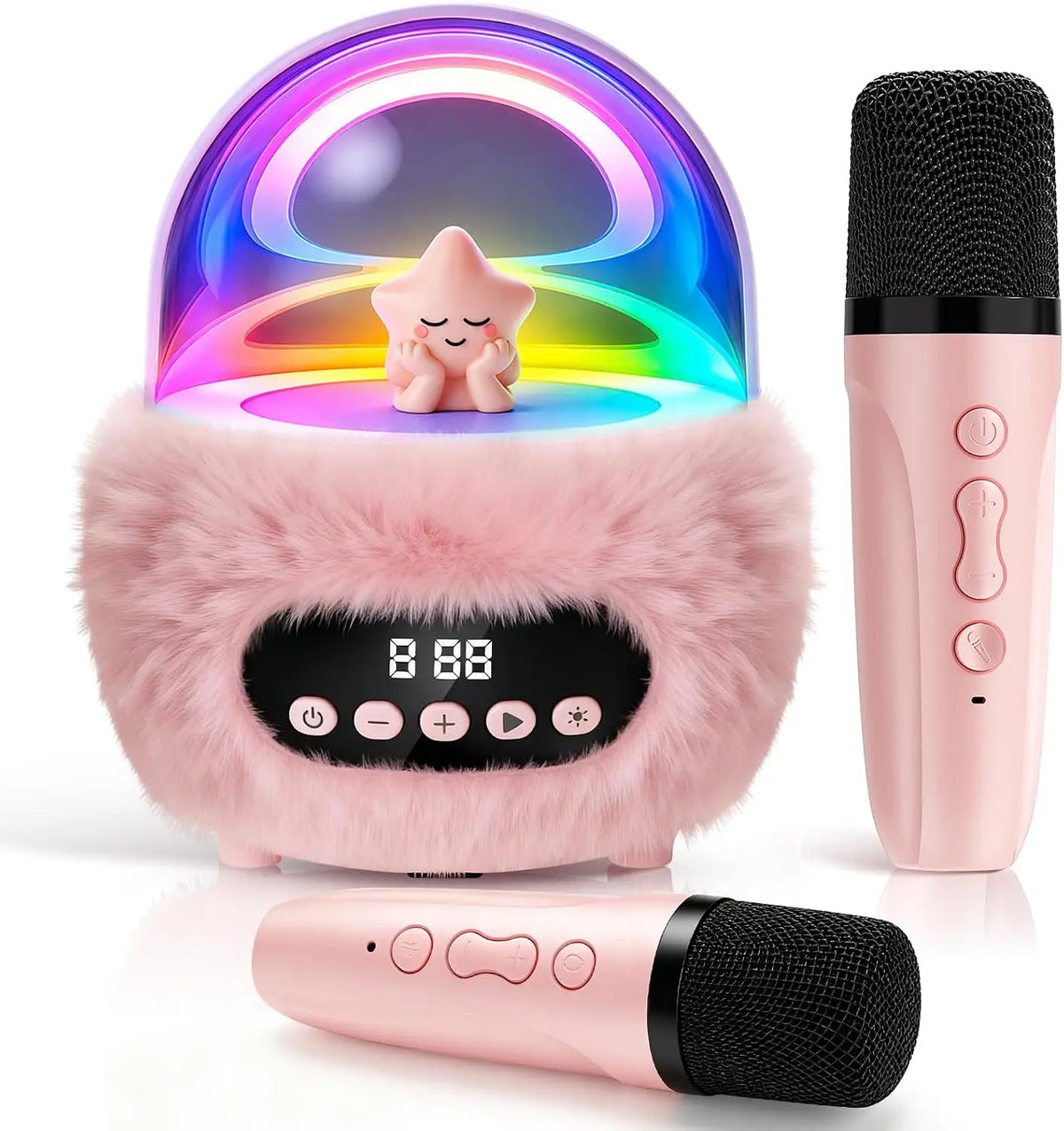 BEBANG Mini Karaokemachine for 3+ to 8–10 Years Old Girls, Portable Bluetooth Speaker with 2 Wireless Microphones, Built-In Lithium Ion Batteries, Multifunction Bluetooth Play, Fashion Toy Gift for Christmas/Birthday