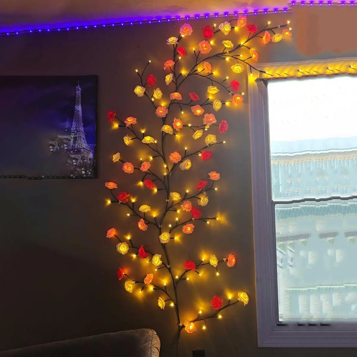 144 LED Rose Tree Shaped Light, 1 Count USB Powered LED Light String, Decorative Light for Home Party Wedding Festival, Party Decor, Led Mood Light