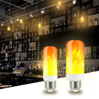 LED Dynamic Flame Effect Light Bulb 12W Multiple Mode Creative Corn Lamp Decorative Lights for Bar Hotel Restaurant Party E27
