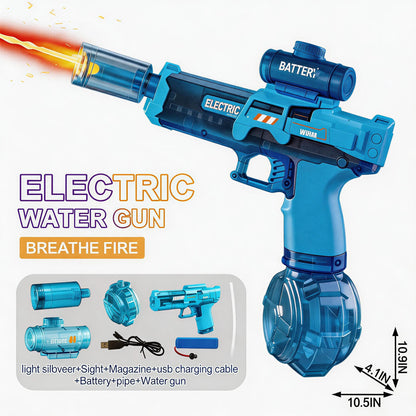 Kids' Rechargeable LED Electric Water Gun - Leak-Proof, Automatic Blasts, Spray Sound, 500Mah Cells, 25 Mins Battery Life, 26 Ft Range, 320Ml Capacity, Summer Outdoor Pool Toy, Automatic Water Blasts, Led Watergun