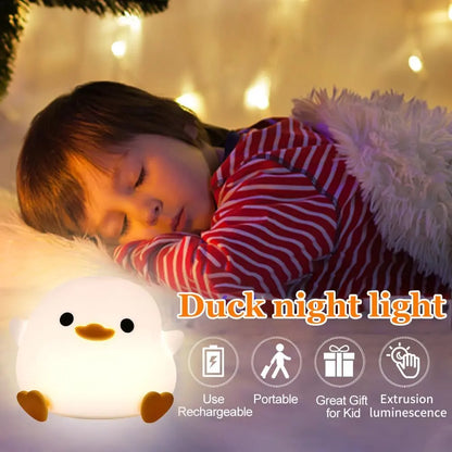 Cute Duck Design Night Light, USB Rechargeable Dimmable Night Light, Decorative Light for Bedroom, Living Room, Lamp, LED Light, Silicone
