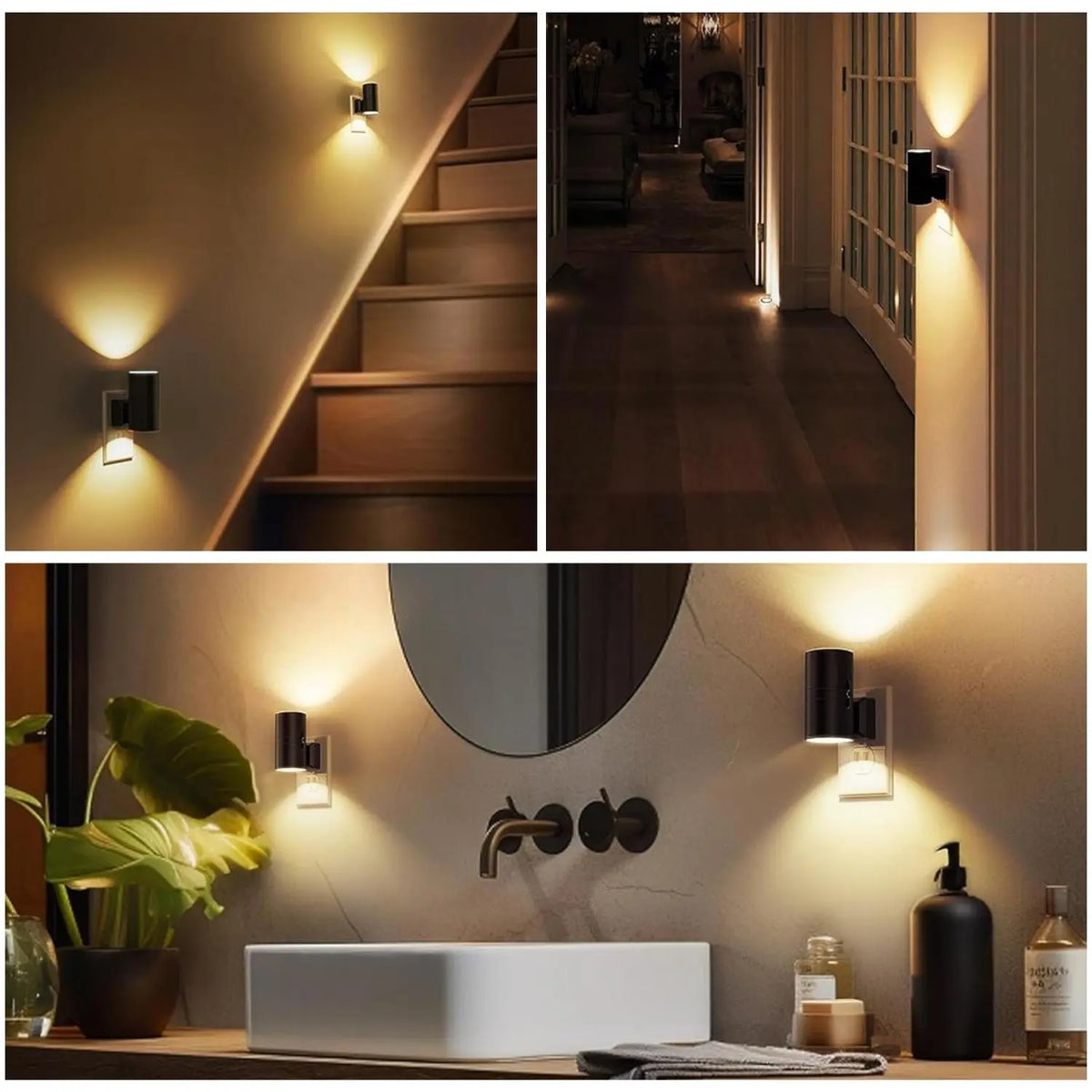 Plug and Play Night Light, 2 Counts Adjustable Brightness Night Light with Light Sensor, Decorative Light for Corridor, Bedroom, Stairway