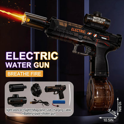 Kids' Rechargeable LED Electric Water Gun - Leak-Proof, Automatic Blasts, Spray Sound, 500Mah Cells, 25 Mins Battery Life, 26 Ft Range, 320Ml Capacity, Summer Outdoor Pool Toy, Automatic Water Blasts, Led Watergun