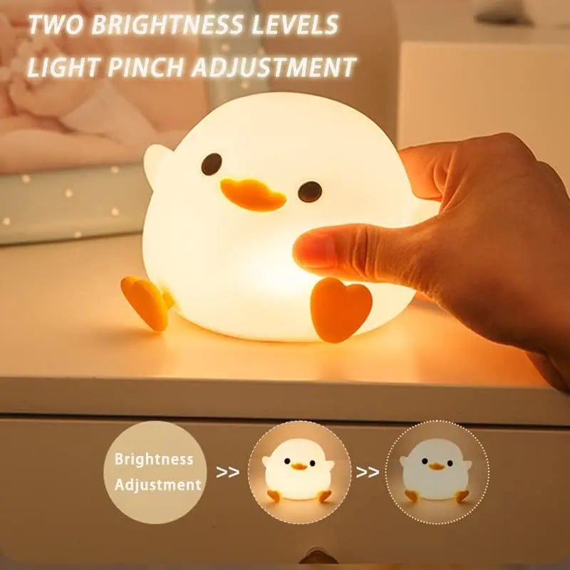 Cute Duck Design Night Light, USB Rechargeable Dimmable Night Light, Decorative Light for Bedroom, Living Room, Lamp, LED Light, Silicone