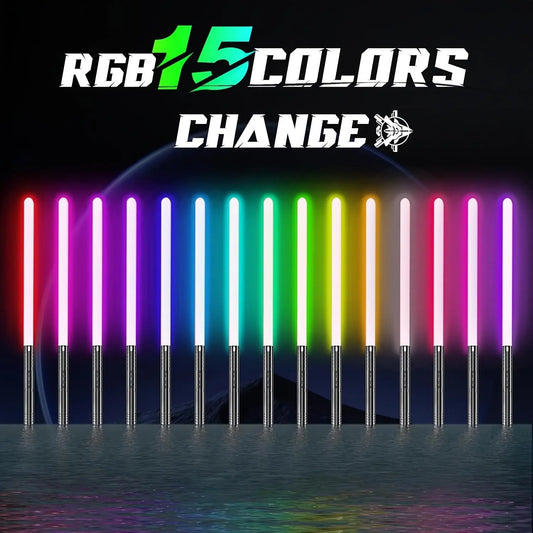 Light Saber, USB Rechargeable Light Saber with 15 Light Colors, Suitable for Cosplay and Surprise Gift for Halloween and Christmas, Light up Saber