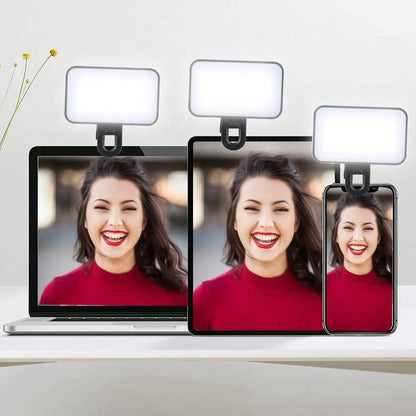 3 Color Temperature Adjustable LED Selfie Light, USB Rechargeable Clip on Phone Computer, Cellphone, Portable Mini Fill Light for Video Conference Vlog Makeup, Selfie Led Lights, Cell Phone Accessories, Led Smartphone Light, Cell Phone Light #GLOBAL PICKS