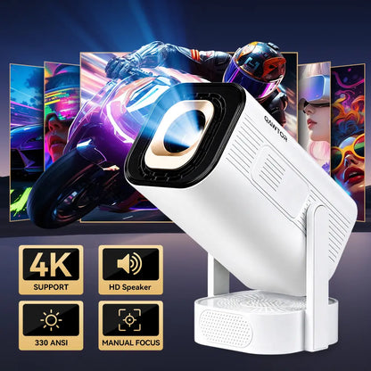 Qawtor Portable Native Projector with 4K Support, Wifi 6 & Bluetooth 5.0 – Mini Home Theater Movie Projector with Built-In Speaker & Wireless Ios/Android Screen Mirroring