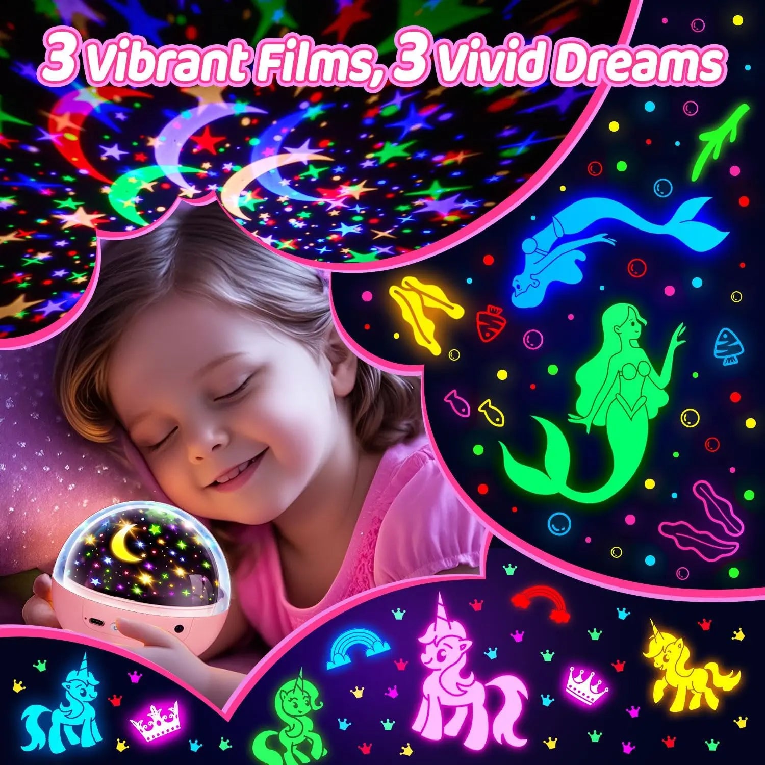 Onefire Night Light for Kids Ball 93 Lighting+3 Films Kids Night Light Projector,Remote+Dimmable Star Projector Dinosaur Toys 360° Ceiling Stars Glow in the Dark Stars,Christmas Gifts for 4 Year Old Boy Birthday Gift Remote Controlled