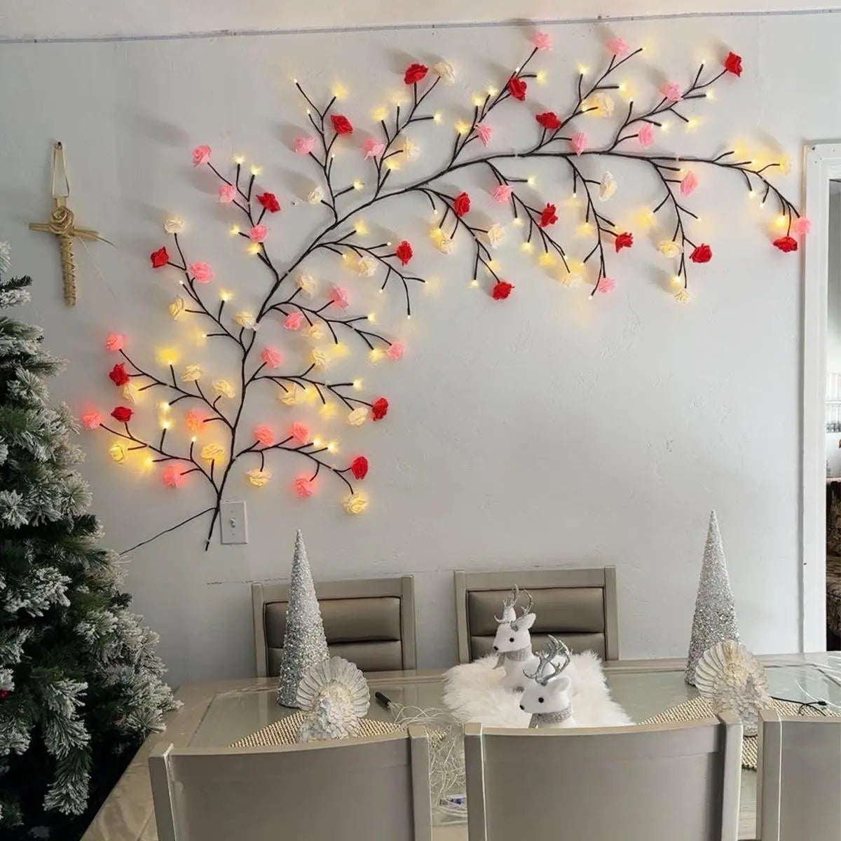 144 LED Rose Tree Shaped Light, 1 Count USB Powered LED Light String, Decorative Light for Home Party Wedding Festival, Party Decor, Led Mood Light