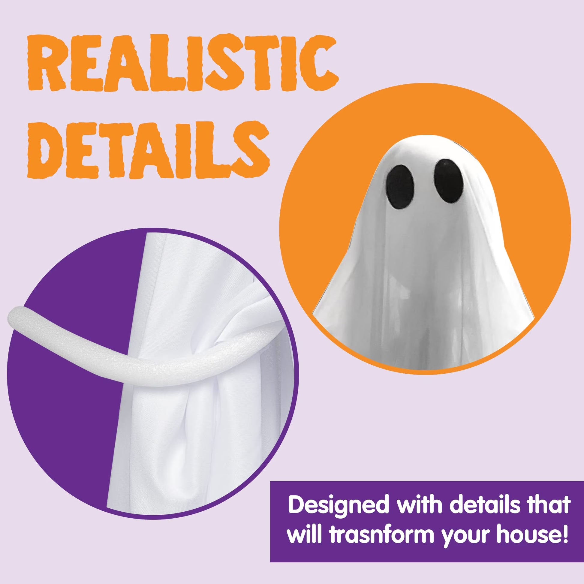 47" Halloween Hanging Light up Ghost Decorations Outdoor,White Ghosts with Blue LED Light and Timer Halloween Hanging Decoration Waterproof for Front Yard Patio Lawn