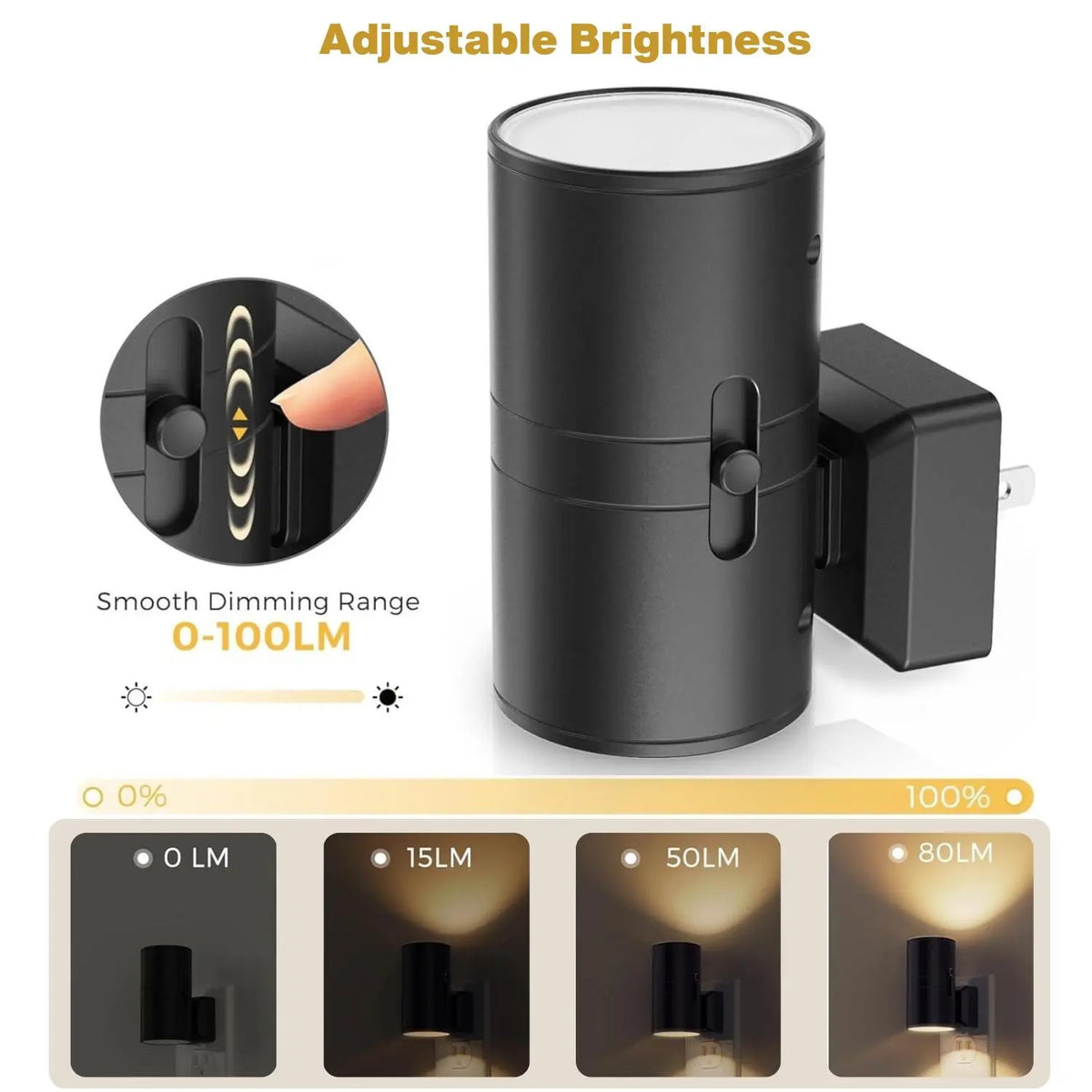 Plug and Play Night Light, 2 Counts Adjustable Brightness Night Light with Light Sensor, Decorative Light for Corridor, Bedroom, Stairway