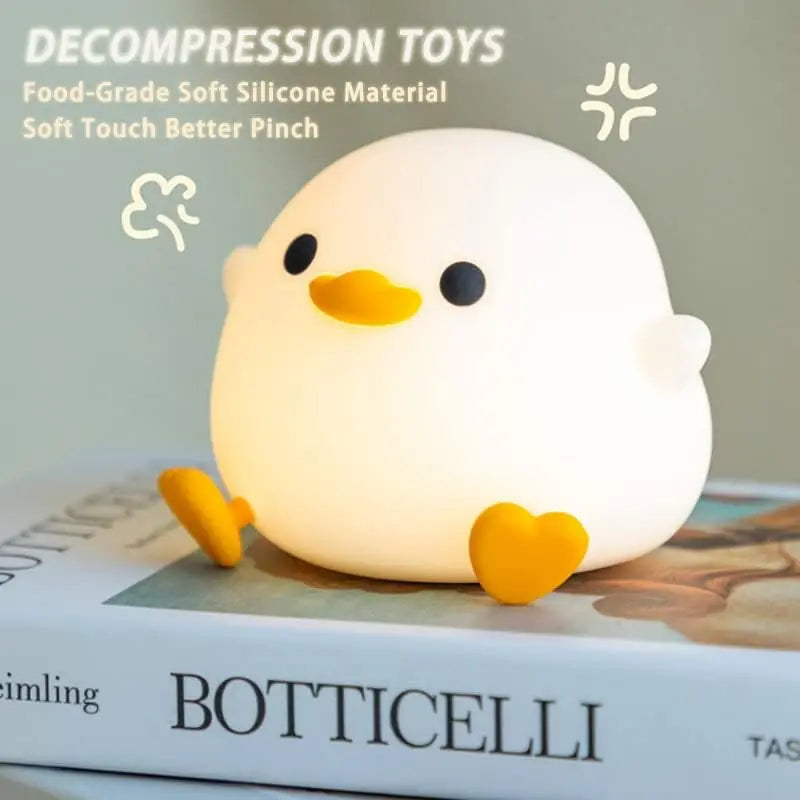 Cute Duck Design Night Light, USB Rechargeable Dimmable Night Light, Decorative Light for Bedroom, Living Room, Lamp, LED Light, Silicone