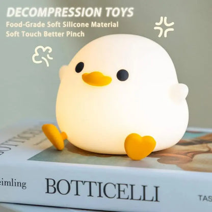 Cute Duck Design Night Light, USB Rechargeable Dimmable Night Light, Decorative Light for Bedroom, Living Room, Lamp, LED Light, Silicone