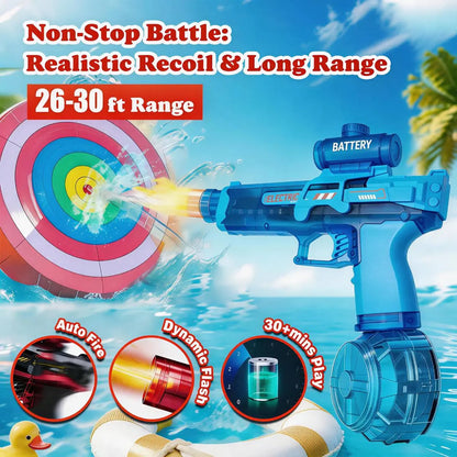 Kids' Rechargeable LED Electric Water Gun - Leak-Proof, Automatic Blasts, Spray Sound, 500Mah Cells, 25 Mins Battery Life, 26 Ft Range, 320Ml Capacity, Summer Outdoor Pool Toy, Automatic Water Blasts, Led Watergun